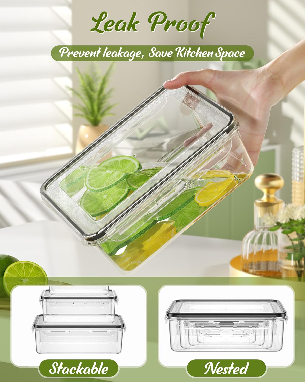 Plastic Food Storage Containers with Lids, BPA-Free, Complete with Labels and Pen
