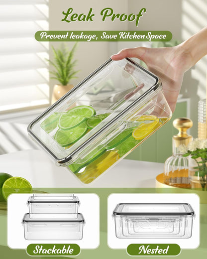 Plastic Food Storage Containers with Lids, BPA-Free, Complete with Labels and Pen