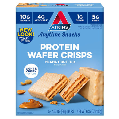 Peanut Butter Protein Wafer Crisps – Keto-Friendly, 4g Net Carbs, 1g Sugar, High-Protein Snack, 5 Count