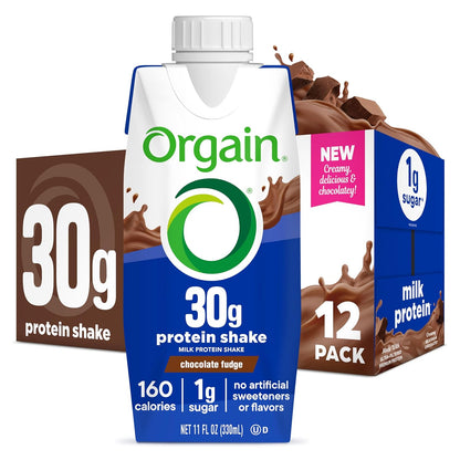 Orgain 30g High Protein Shake – Chocolate Fudge, 1g Sugar, Keto Friendly – 11 fl oz (Pack of 12)