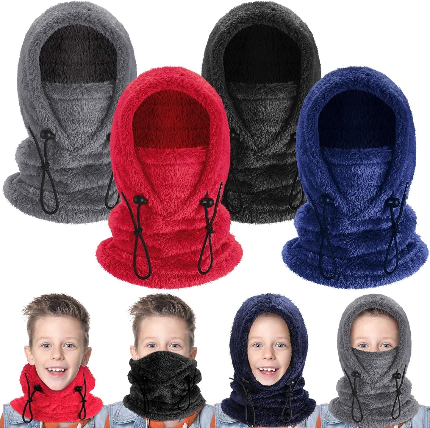 4-Pack Kids’ Balaclava Face Masks – Winter Windproof Ski Mask & Neck Cover for Cold Weather