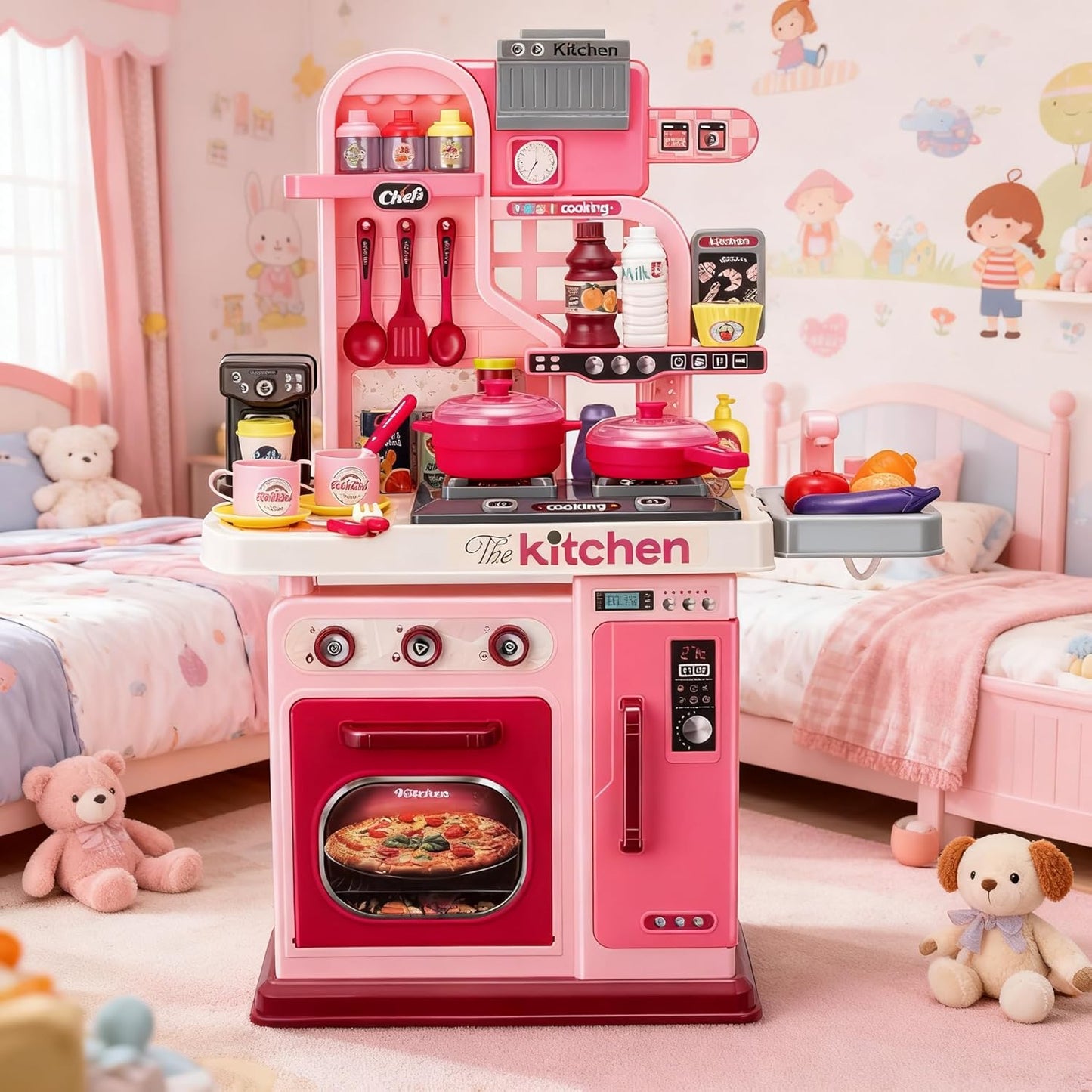 Kids Kitchen Playset (Pink) – 53-Piece Stove, Sink & Oven with Realistic Lights & Sounds (Ages 1–3)