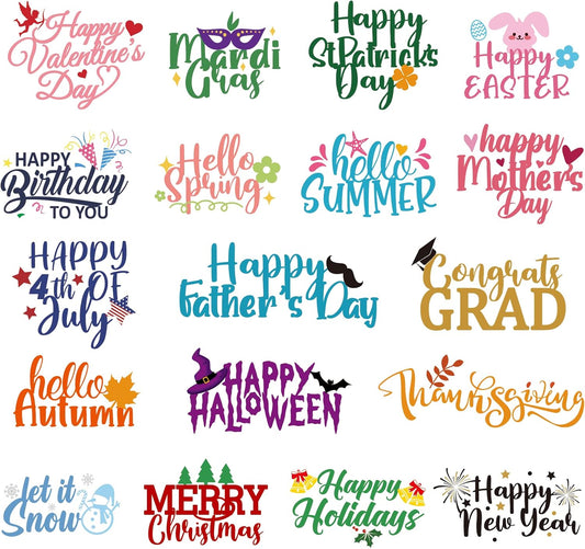18-Piece Celebration Die Cut Set: Summer and Autumn Greetings Words, Embossing Templates & Stencils