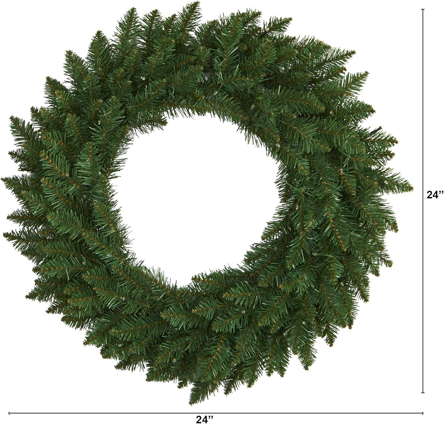 24in Green Pine Wreath with 35 Clear LED Lights