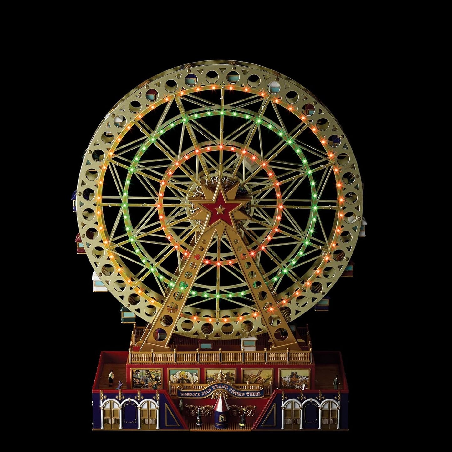 15-Inch Gold Ferris Wheel Christmas Decoration - Animated Musical Display with LED Lights and 50 Songs