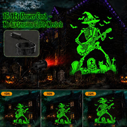 12-in-1 Halloween Projector – 3D Dynamic HD Skull, Spider, Pumpkin & Witch Cauldron Lights for Windows, Garage Doors & Outdoor Décor