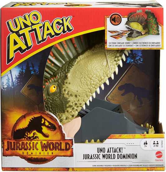 UNO Attack: Jurassic World Card Game with Dinosaur Launcher, Lights & Sounds!