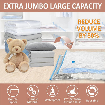 8-Pack XXL Vacuum Storage Bags – Extra-Large Space Saver Bags for Bedding & Comforters (47.2" x 35")