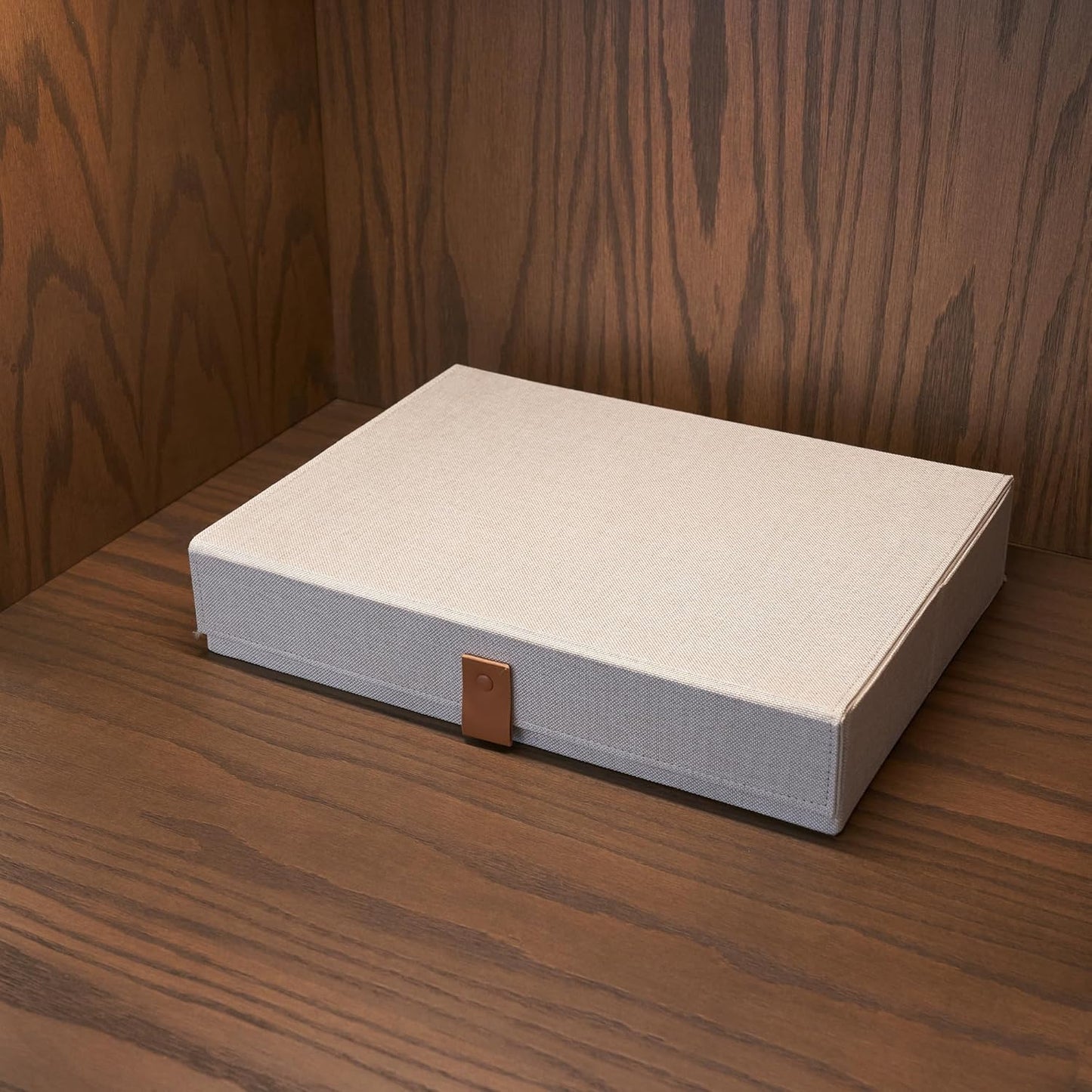 Set of 2 Decorative Linen Photo Storage Boxes with Lids - Stylish Organizers for Keepsakes