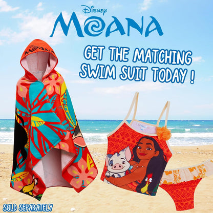 Moana Hooded Towel Poncho – 100% Cotton Kids Beach & Bath Towel Wrap with Hood
