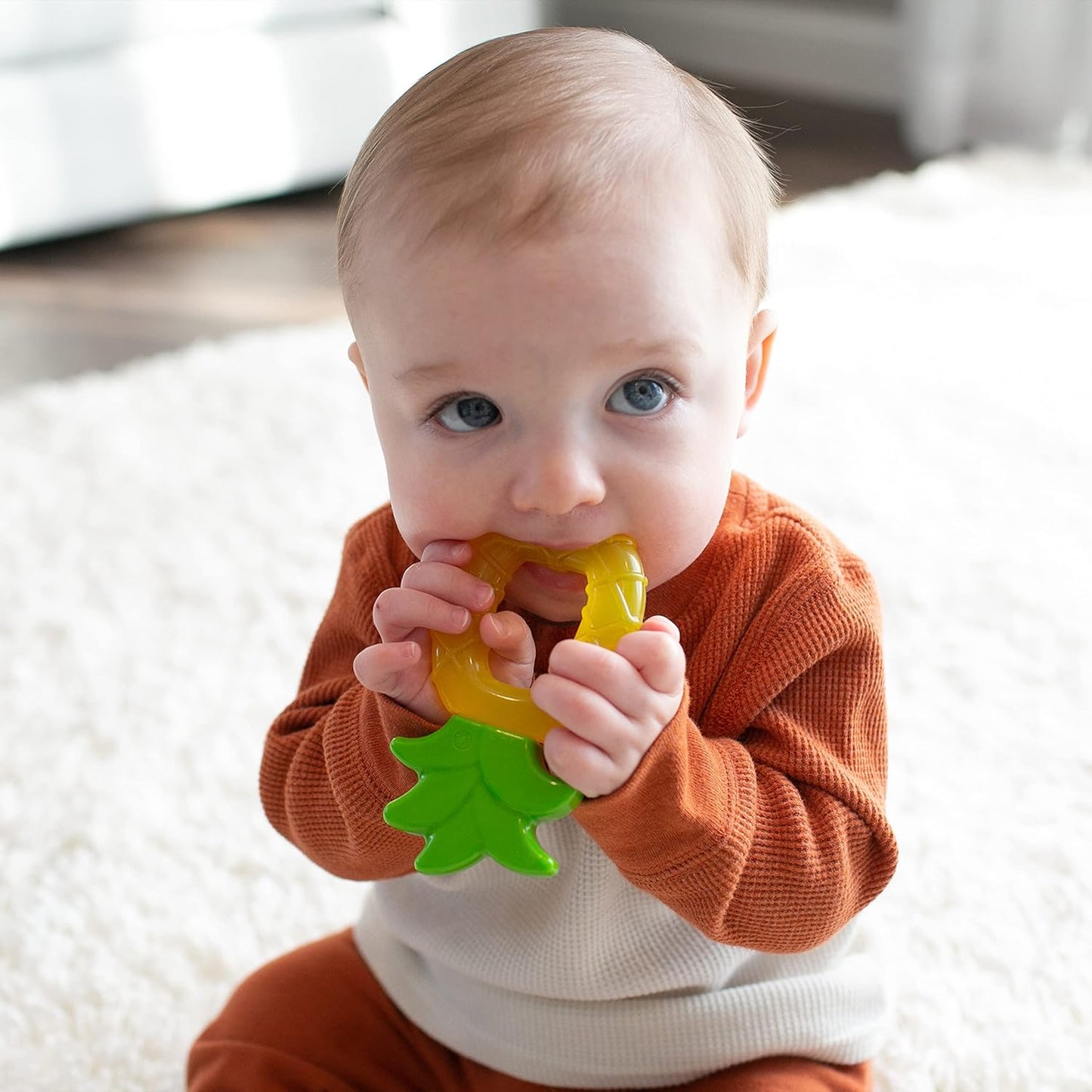 Cooling Baby Teether Toys – BPA-Free Fruit Teethers for Sore Gums (Apple & Pineapple, 2-Pack, 3m+)
