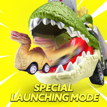 13-in-1 Dinosaur Toys for Kids Dinosaur Truck with 12 Pull-Back Cars