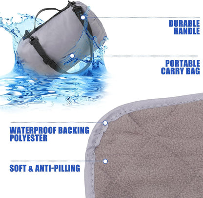 2-Pack Large Outdoor Blankets – Quilted Waterproof Windproof Fleece (78" x 55", Gray)