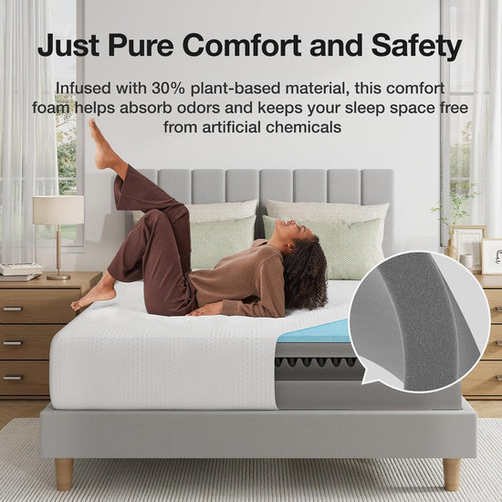 10-Inch Queen Mattress in a Box – Gel Memory Foam for Comfort, Cooling Sleep & Pressure Relief, CertiPUR-US Certified