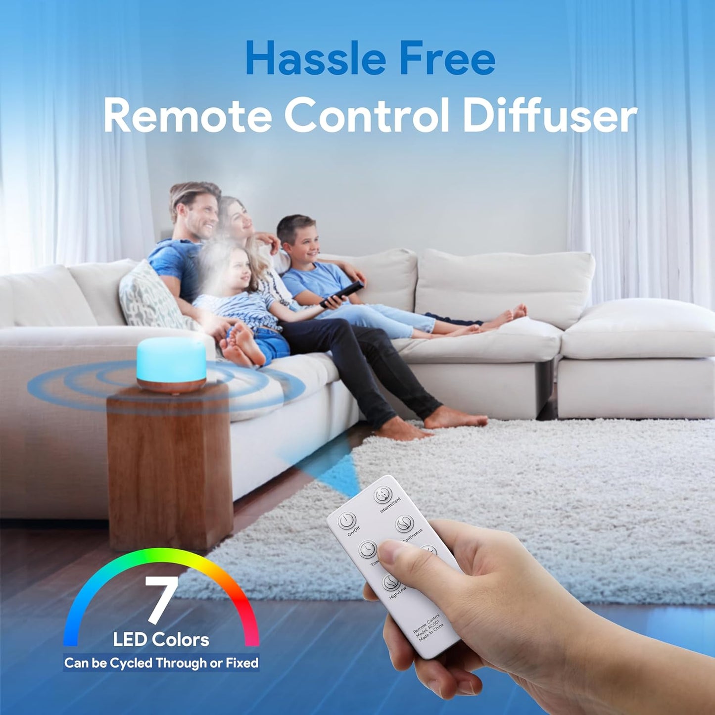 500ml Essential Oil Diffuser – Ultrasonic Aromatherapy Humidifier with Remote, LED Lights & Timer