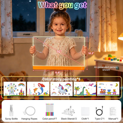 16-Inch LED Drawing Board for Kids – Light-Up Art & Craft Activity Toy for Ages 4–8