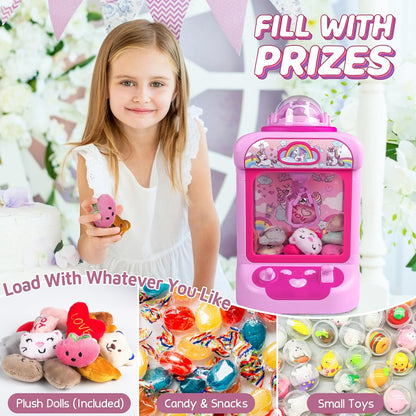 Claw Machine for Kids, Candy Grabber Prize Dispenser with Sound & 20 Mini Plush Toys