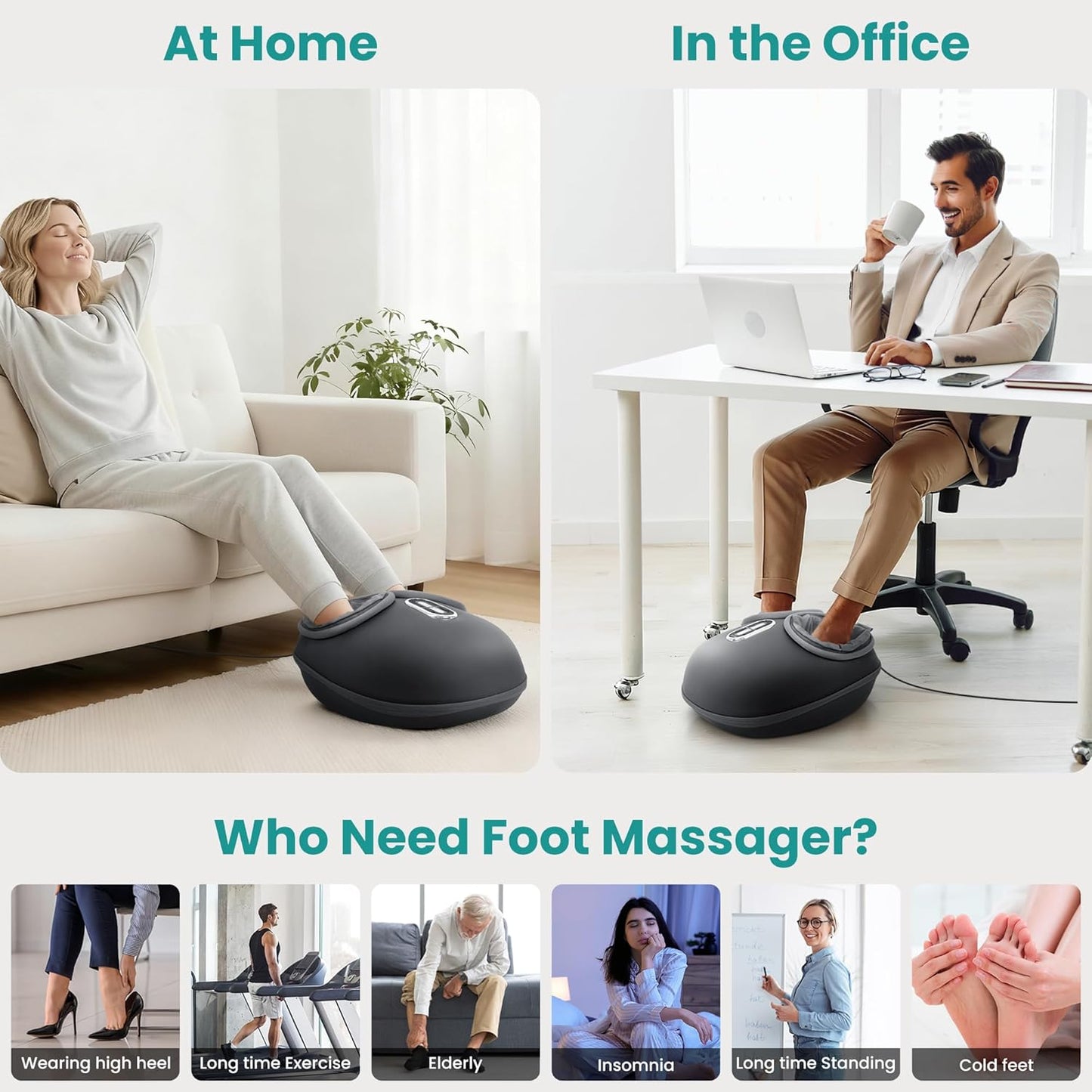 Foot Massager with Heat – Deep-Kneading Air Compression, FSA/HSA Eligible, Improves Circulation & Relieves Foot Pain