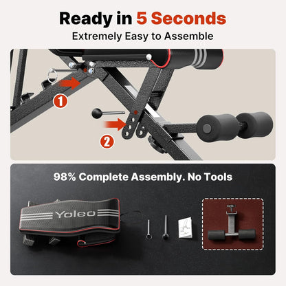 Adjustable Weight Bench – ASTM-Certified 827 lb Foldable Gym Bench with Incline, Decline & Flat Positions – Wider Seat