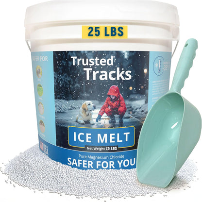 25 LBS Premium Snow Melter, Pet Safe, Pure Magnesium Chloride, Safer for Pets, Concrete, Effective to -35 F