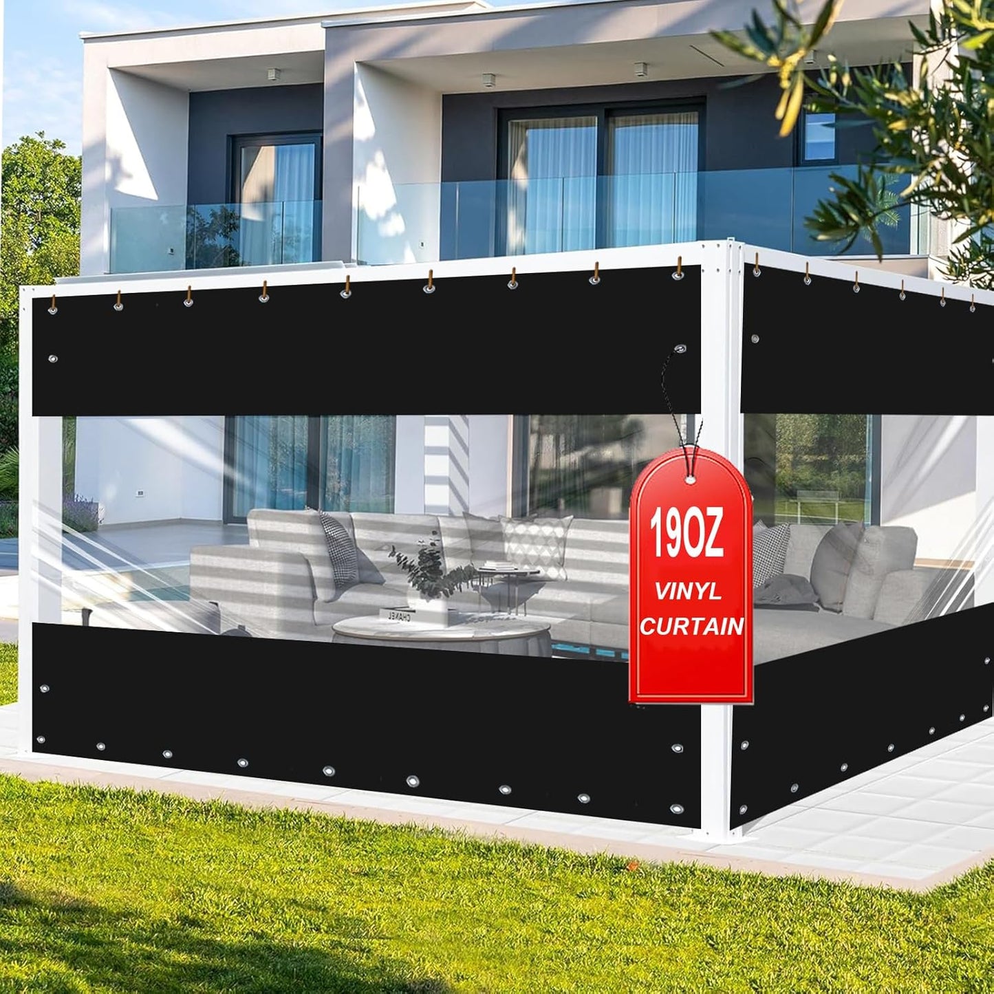 Outdoor Clear Vinyl Patio Enclosure Heavy Duty Clear Tarp Waterproof with Grommets, -4℉ Cold Resistant