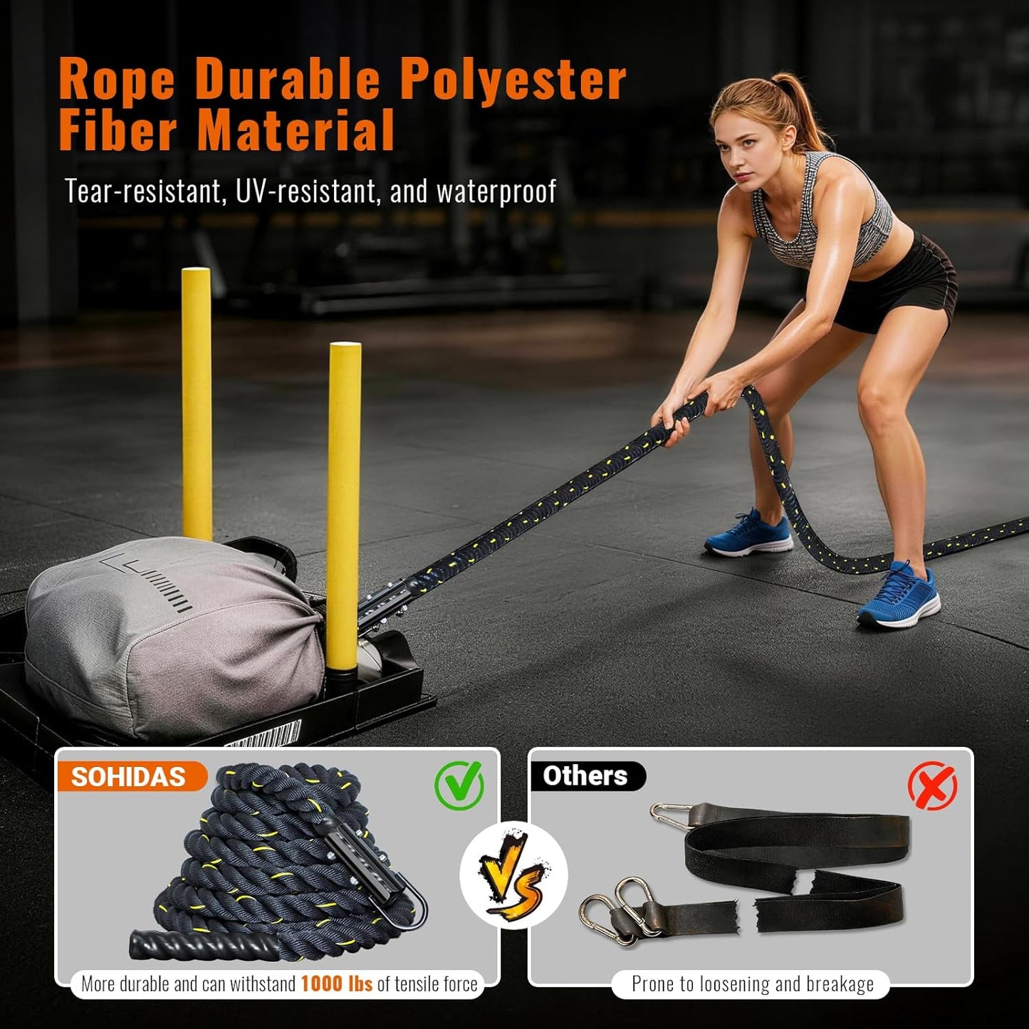Weight Sled Pull Rope – Heavy-Duty Fitness Training Rope for Sled Push, Tire Pulling & Resistance Workouts