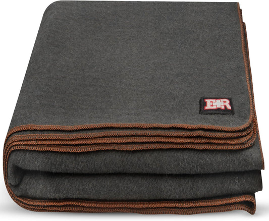 Military Wool Blanket – 80% Wool, Warm & Washable Outdoor Blanket (Grey, 96" x 66")