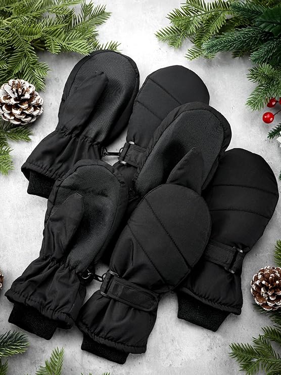 Kids’ Waterproof Mittens (3 Pairs) – Warm, Thick Snow Gloves for Girls & Boys