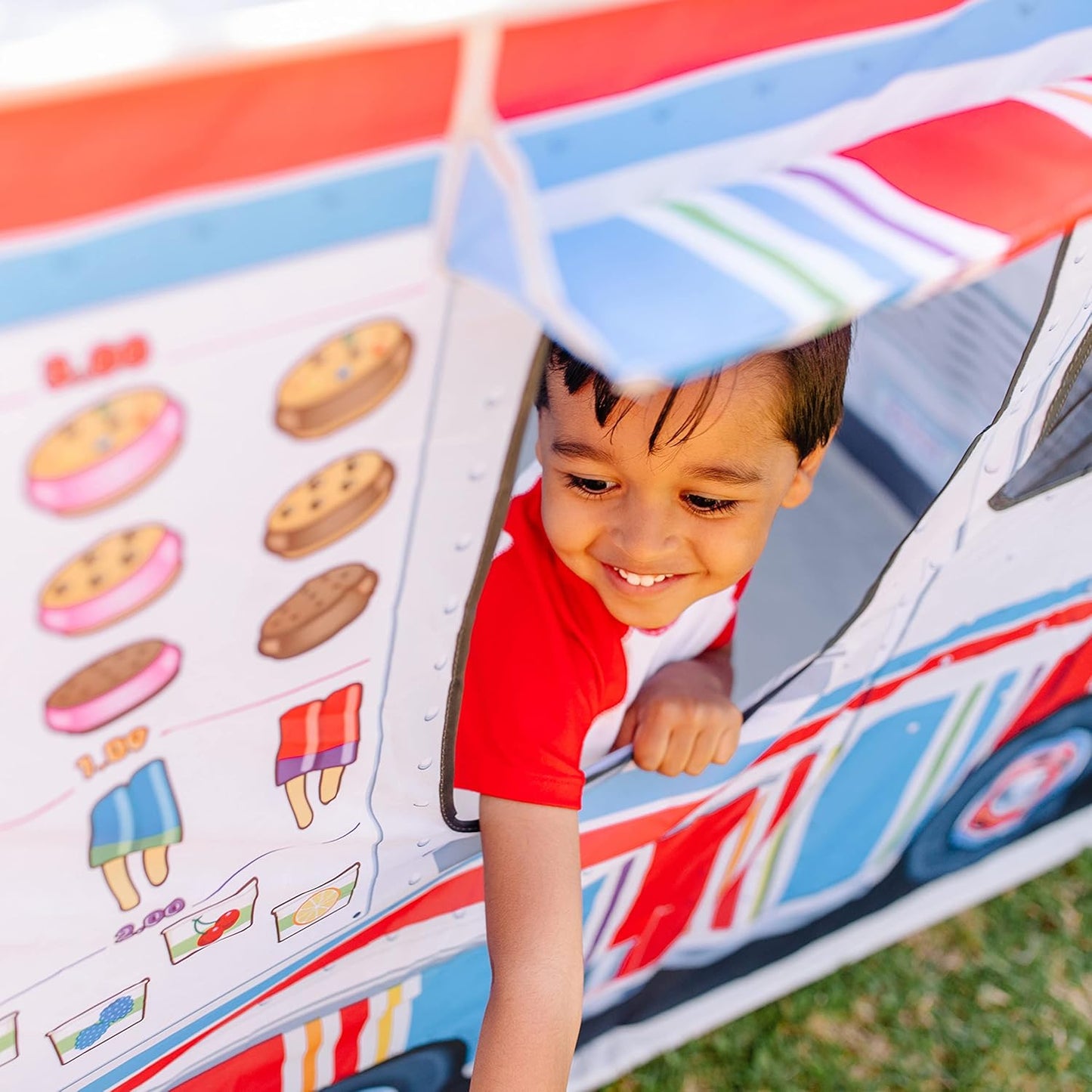 Double-Sided Food Truck Play Tent - Ice Cream & BBQ Role Play Toy for Kids Ages 3+