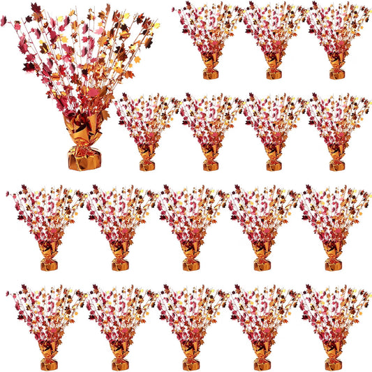 18-Piece Fall Maple Leaf Centerpiece Sprays – Metallic Foil Autumn Decorations for Thanksgiving Table Décor