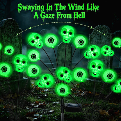 4-Pack Solar Halloween Scary Eyeball Lights – Green LED Outdoor Spooky Yard & Garden Decorations