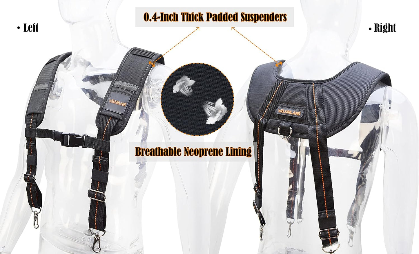 39 Pocket Tool Belt with Suspenders – 4" Padded Carpenter Tool Pouch for Men