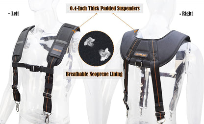 39 Pocket Tool Belt with Suspenders – 4" Padded Carpenter Tool Pouch for Men