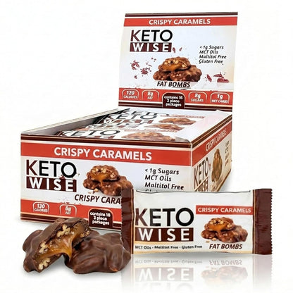 Crispy Caramel Fat Bombs – Keto-Friendly, Zero Sugar Added, Low Carb with MCT Oil, 16 Count