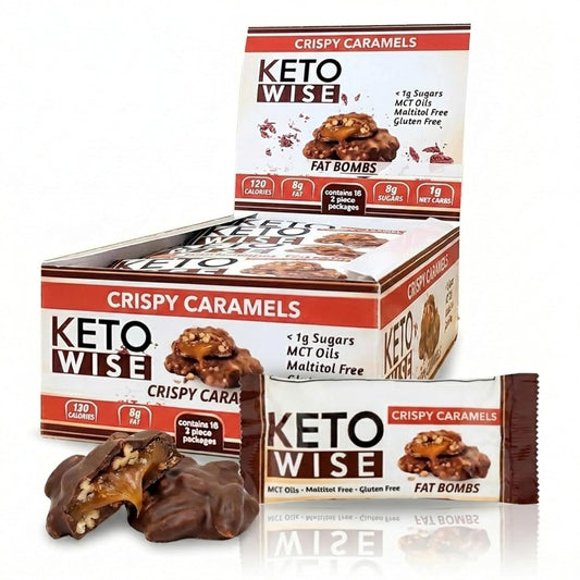 Crispy Caramel Fat Bombs – Keto-Friendly, Zero Sugar Added, Low Carb with MCT Oil, 16 Count