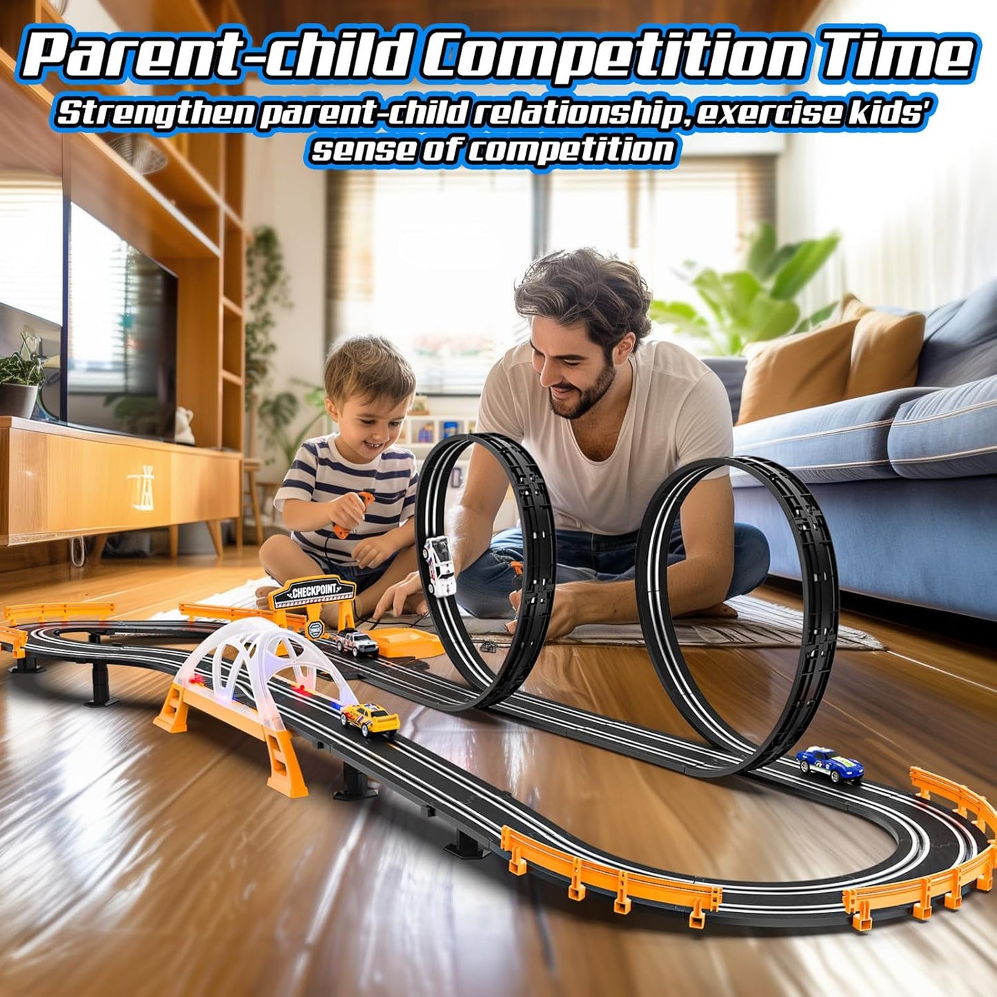 Slot Car Race Track Sets for Boys with 2 High-Speed Slot Cars, Battery or Electric Car Track