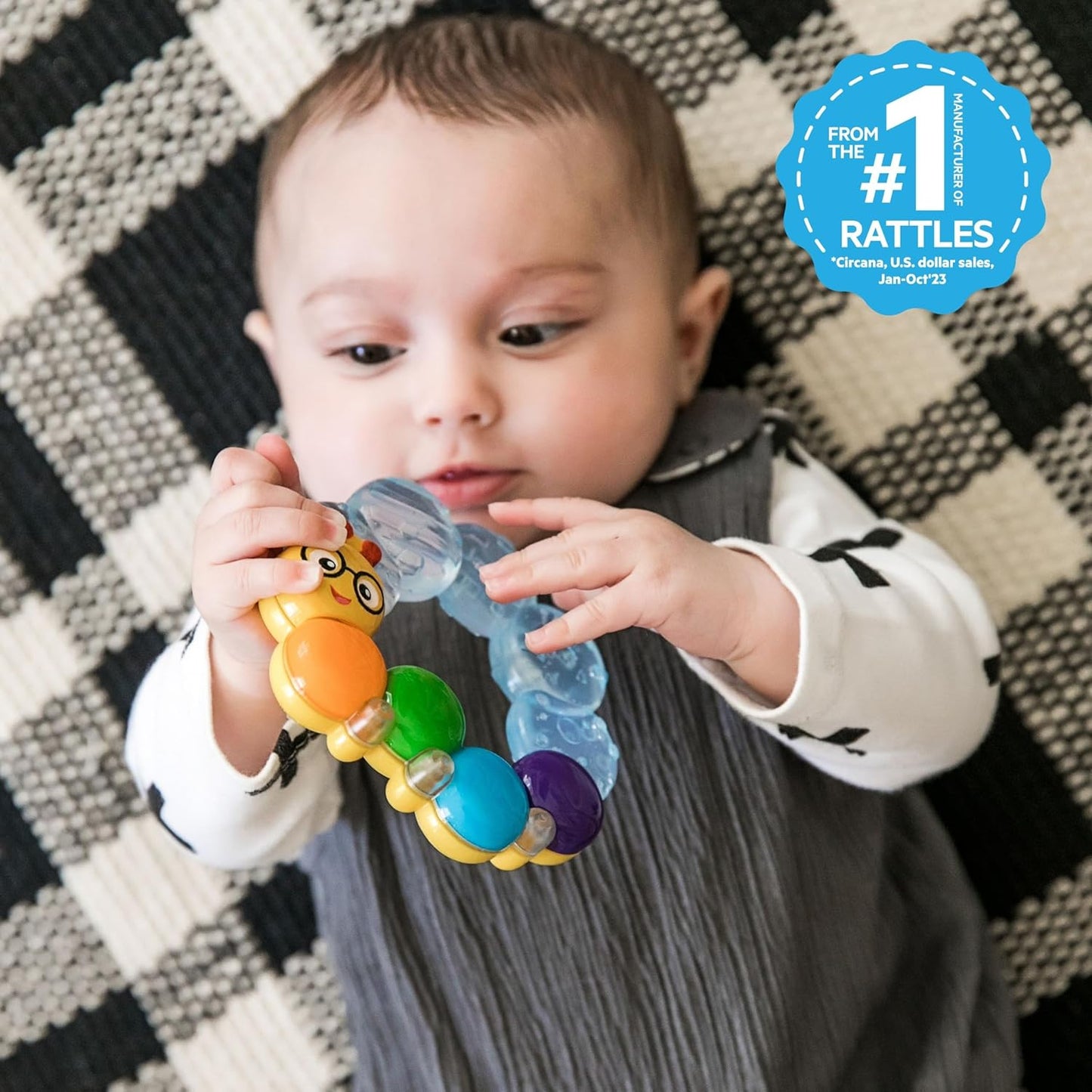 Teether-Pillar Rattle & Chill Teething Toy (Ages 3 Months+)