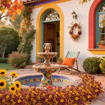 16-Bundle Artificial Fall Mums with Eucalyptus – UV-Resistant Orange Faux Flowers for Outdoor Porch, Planters & Thanksgiving Décor