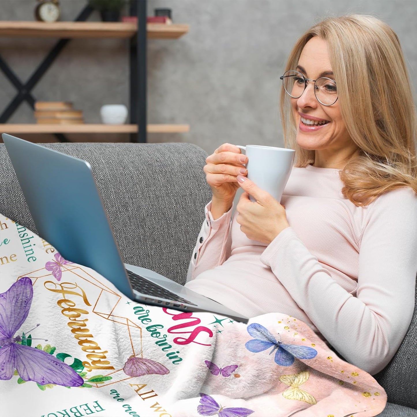 February Birthday Blanket – “Queens Are Born in February” Throw (60" x 50")
