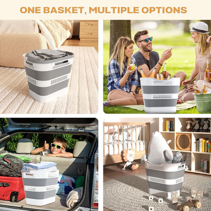 Collapsible Laundry Basket with Handles - Grey, 1 Pack