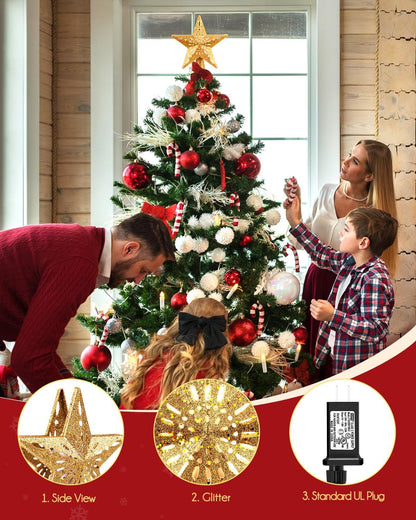 Christmas Star Tree Topper with LED Snowflake Projector