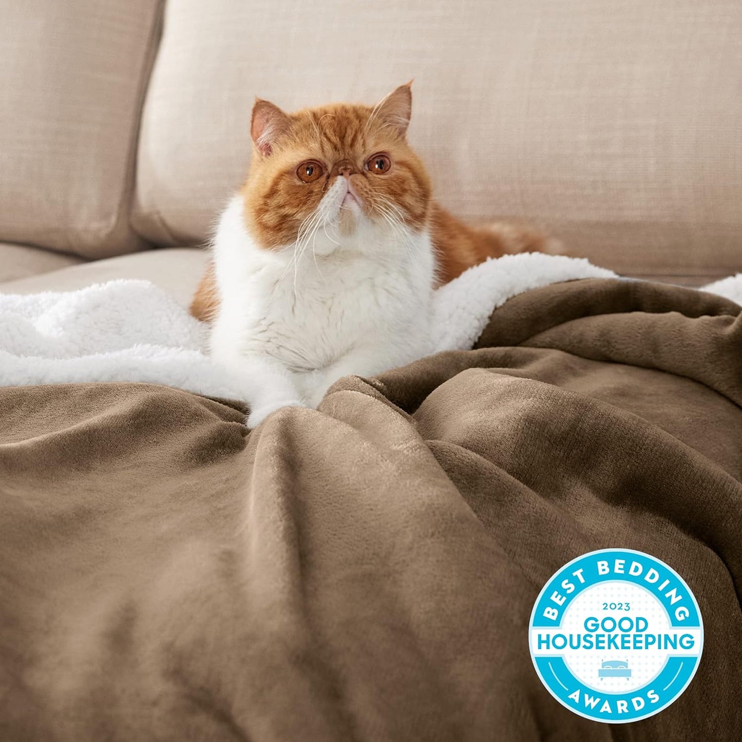 GentleSoft Sherpa Fleece Blanket – King Size Plush, Thick & Warm (Camel, 108x90")