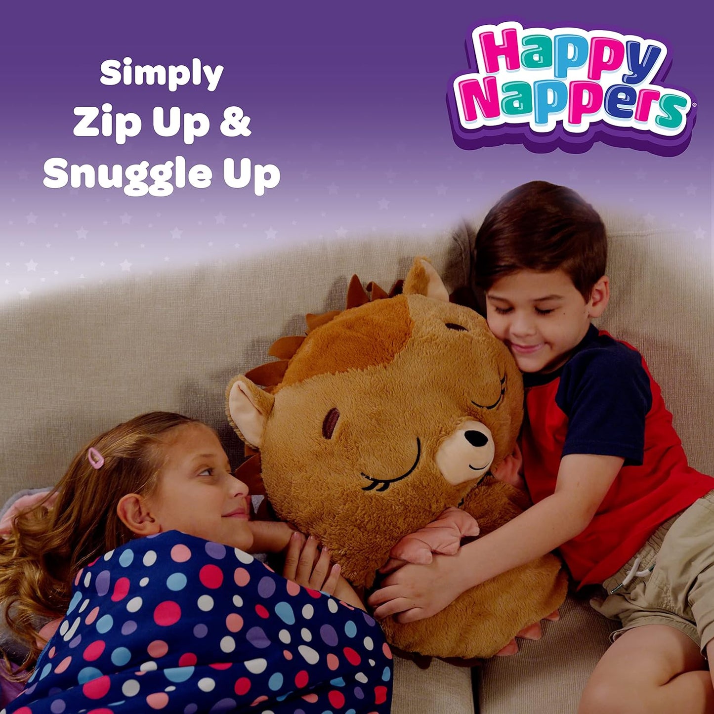 2-in-1 Pillow & Sleepy Sack – Large Blue Triceratops (66 x 30), Plush Animal That Opens Into a Soft Sleeping Bag