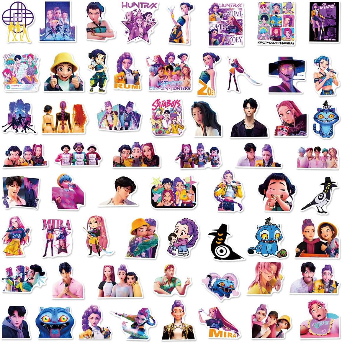 Demon Hunters Stickers (60 Pack) – Waterproof Vinyl Kpop Stickers for Water Bottle, Laptop & Phone