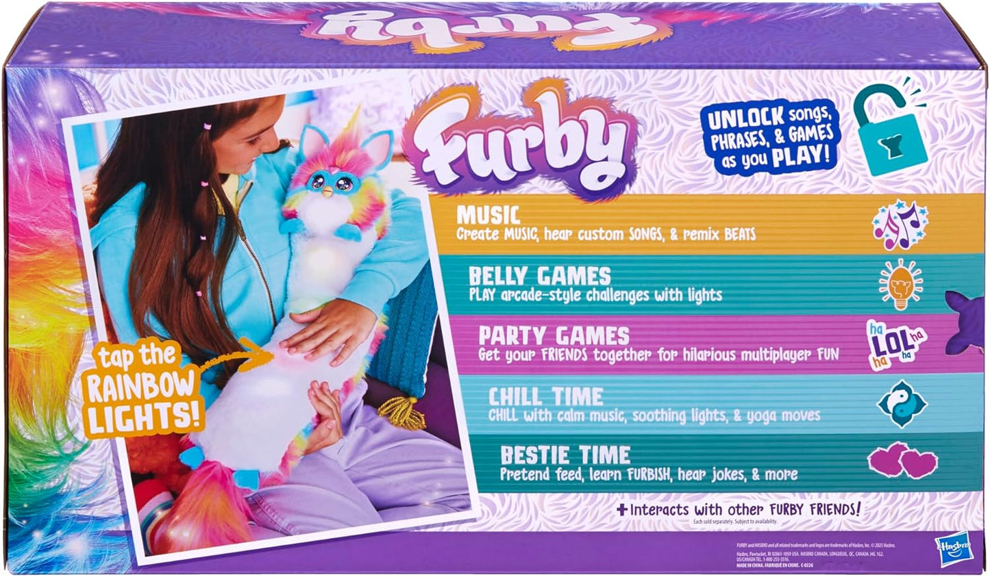 Interactive Rainbow Plush Toy: 32-Inch Snuggly with Music, Lights, Motion & Games - Ages 6+!