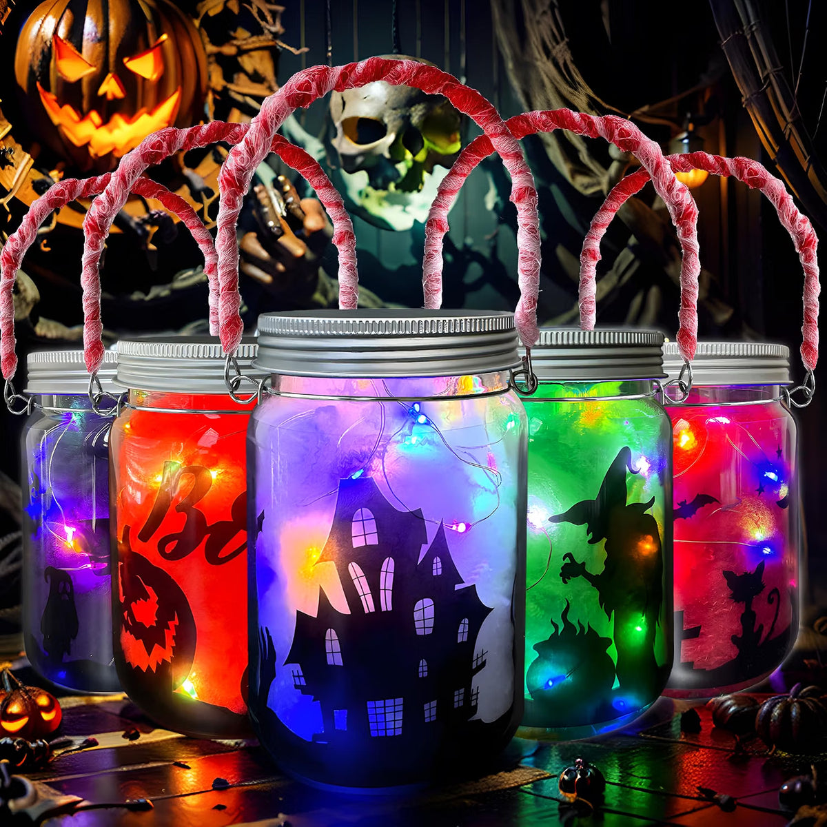 6-Piece Halloween Lantern Craft Kit for Kids – DIY Art Project & Party Activity for Ages 6–12, Basket Stuffer Gifts