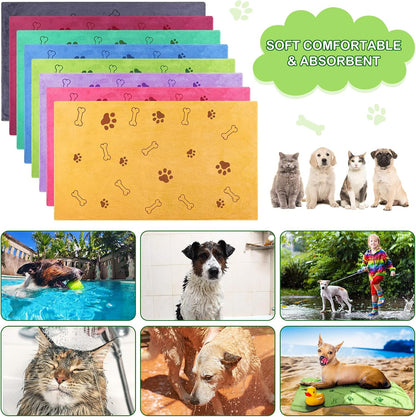 8 Pack Dog Towels – Microfiber Fast-Drying Pet Bath Towels for Dogs & Cats, 18" x 28"