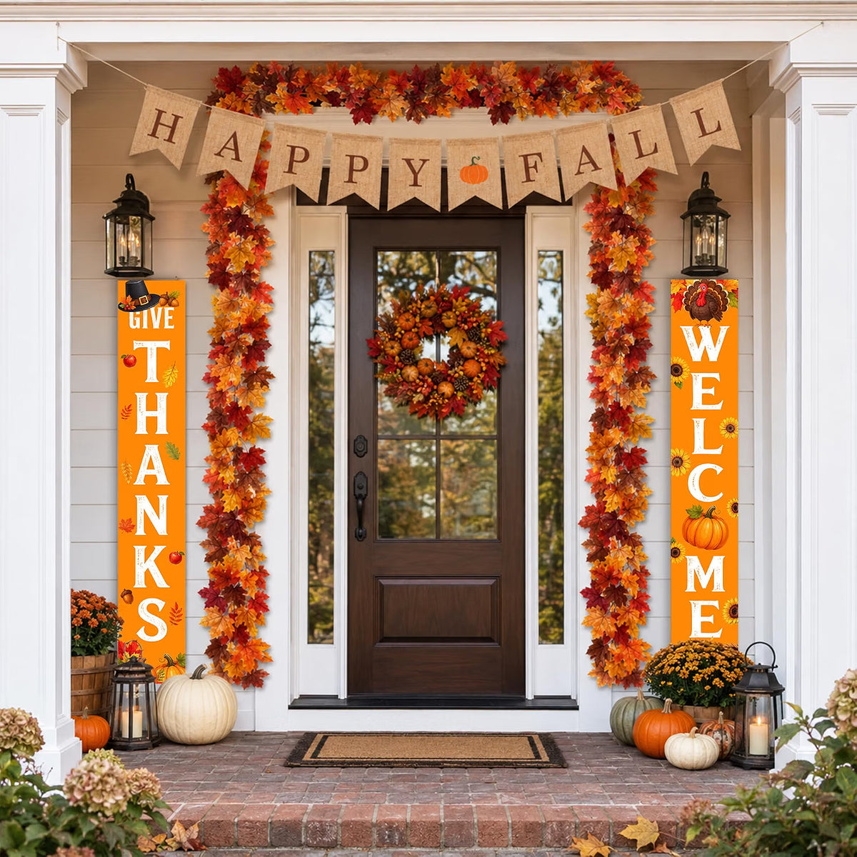 70-Piece Thanksgiving Fall Décor Set – Maple Leaf Garland & Autumn Harvest Decorations