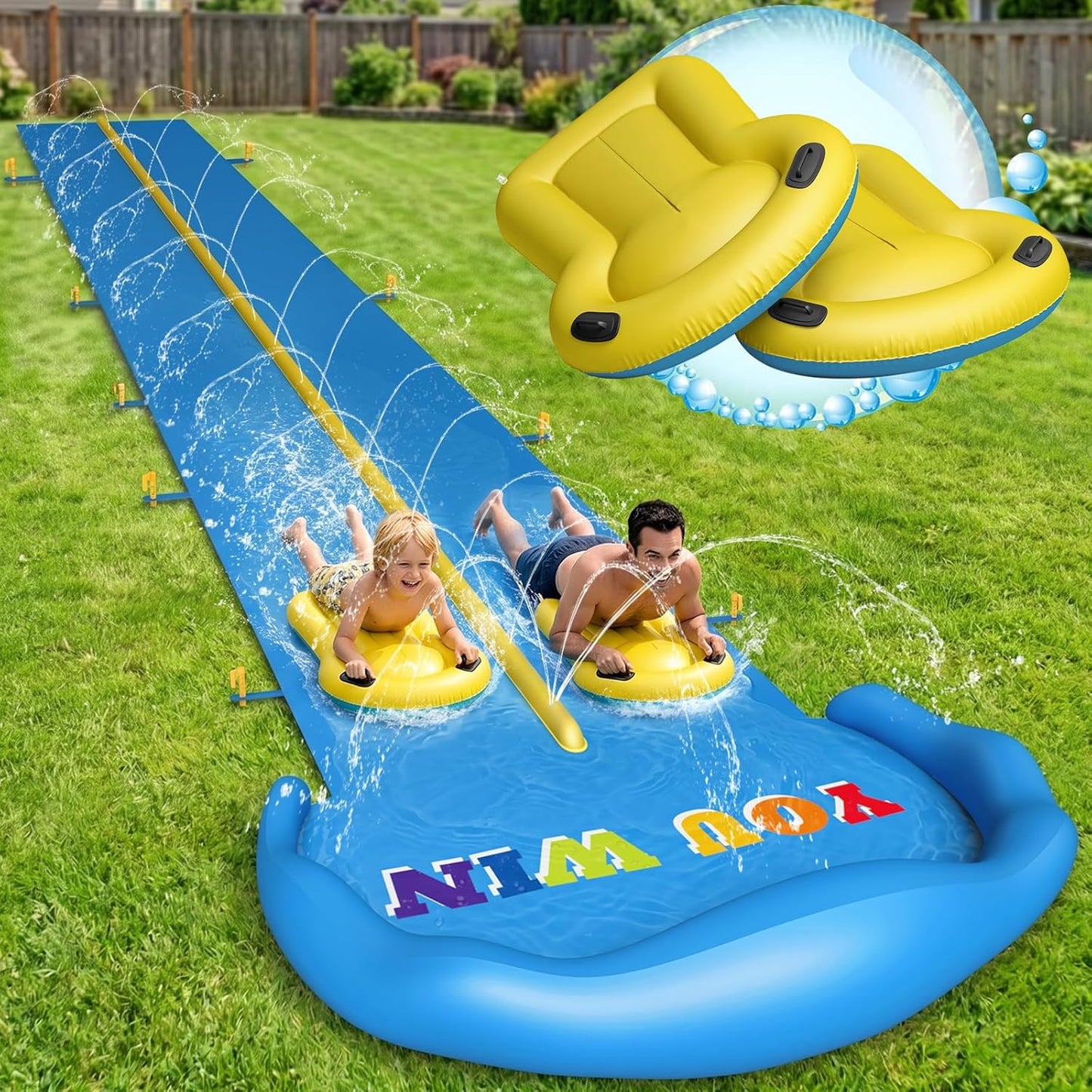 32.8ft Inflatable Water Slide – Dual Racing Lanes Splash Slip for Kids & Adults – Backyard Outdoor Water Toy