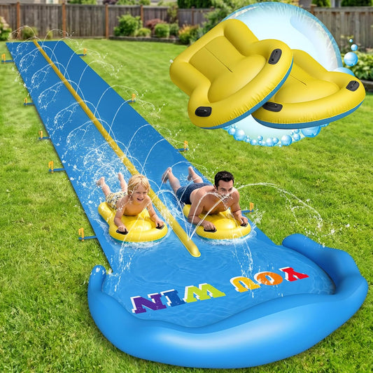 32.8ft Inflatable Water Slide – Dual Racing Lanes Splash Slip for Kids & Adults – Backyard Outdoor Water Toy